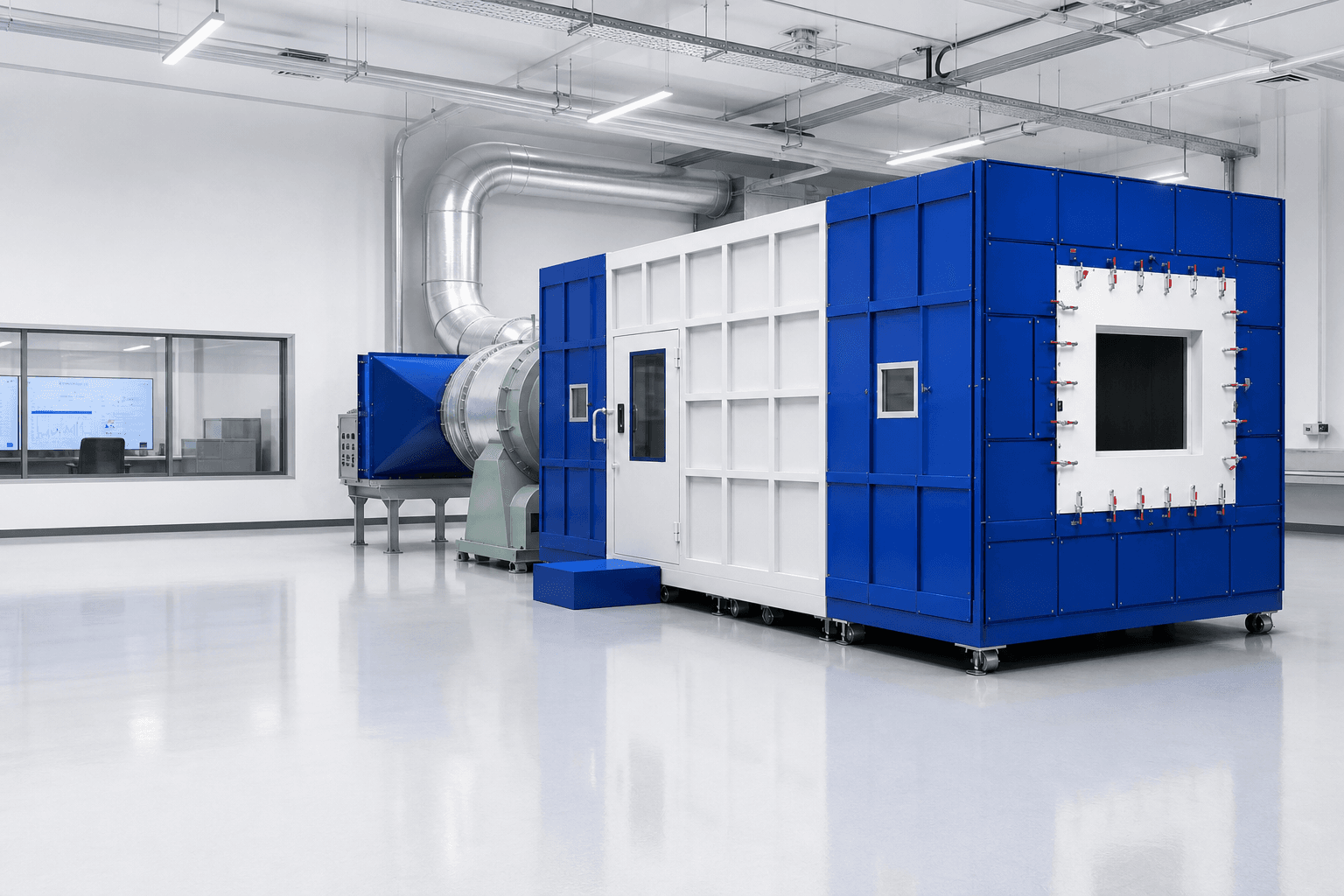 Modern SW Series wind tunnel in a bright airflow laboratory